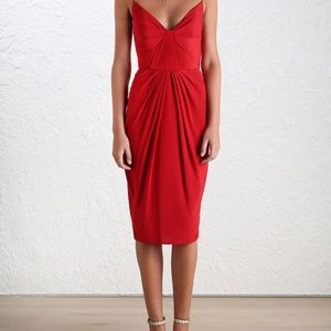 Zimmermann Red Silk Folded Dress